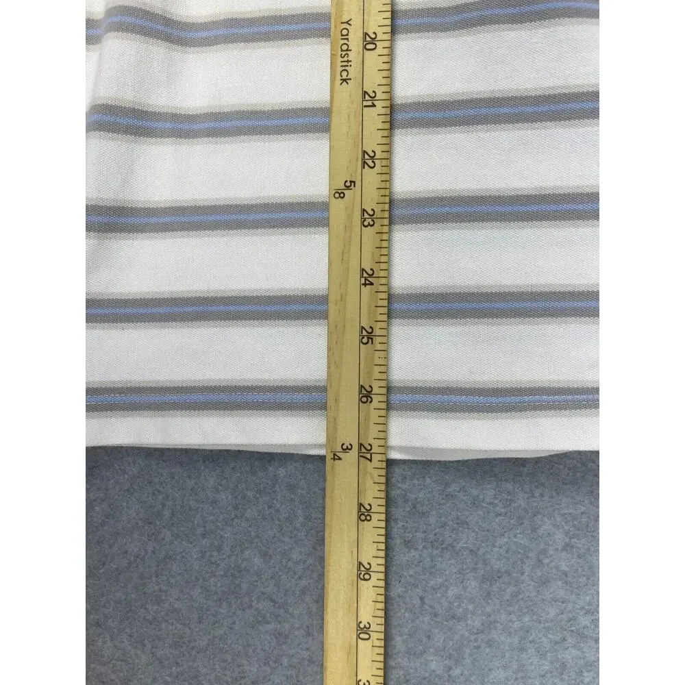 Banana Republic Polo Shirt Mens XL White Striped Short Sleeve‎ Preppy Classic